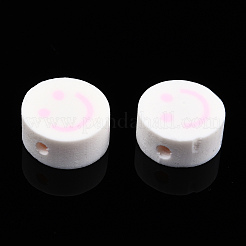 手作り樹脂粘土ビーズ  笑顔とフラットラウンド  ミックスカラー  9~10x4mm  穴：1.2~1.6mm&nbsp;CLAY-N011-64