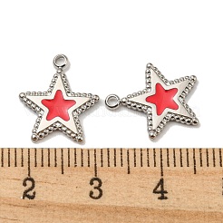 304ステンレススチールチャーム  エナメル  スターのチャーム  ステンレス鋼色  14x12.5x1mm  穴：1.4mm&nbsp;STAS-L022-173P