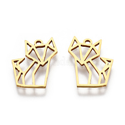 ステンレスペンダント201個  アウトラインチャーム  キツネ  18KGP本金メッキ  16.5x13x1mm  穴：1.4mm&nbsp;STAS-N091-162LG