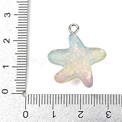 海をテーマにした透明樹脂ペンダント  プラチナ鉄ループ付き  ヒトデ  24x21x8mm  穴：2mm&nbsp;RESI-I351-03P-05