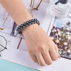 合成ヘマタイト編組ビーズ ブレスレット  女性のための二重層の宝石用原石の調節可能なブレスレット  内径：2-1/8~3インチ（5.3~7.5cm）&nbsp;BJEW-SW00001-18