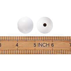 スプレー塗装された天然木ヨーロピアンビーズ  ラウンド  ホワイト  24~25x23mm  穴：5.5mm&nbsp;WOOD-TA0002-24B