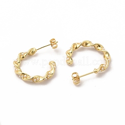 イミテーションパールビーズCシェイプスタッドピアス  女性用真鍮ハーフフープピアス  ホワイト  23x18.5x3.5mm  ピン：0.7mm&nbsp;EJEW-A095-09G