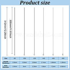 6 個 6 スタイルのステンレス鋼ロング接着剤ディスペンスニードル  ステンレス鋼色  31.2cm  1個/スタイル&nbsp;STAS-FG0001-06