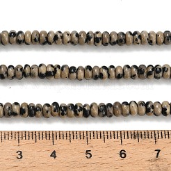 天然石ダルメシアンジャスパービーズ連売り  ロンデル  4x1.5mm  穴：0.7mm  約155個/連  14.96''（38センチメートル）&nbsp;G-L635-A24-4x2mm