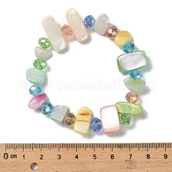 ボヘミアスタイルのシェルとガラスビーズのストレッチブレスレット（女性用）  ナゲット  カラフル  内径：2インチ（5cm）&nbsp;BJEW-S178-01A