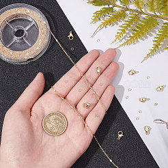DIY チェーン ブレスレット ネックレス メイキング キット  真鍮ひし形リンク チェーンを含む  304ステンレススチール留め具と丸カン  18KGP本金メッキ  チェーン：10m/バッグ&nbsp;DIY-BBC0001-14