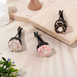 エアベントクリップキット  3色の花の合金エナメルカボション3個が含まれています  鉄製エアベントクリップ3個とプラスチックカードスロット付き  ミックスカラー&nbsp;FIND-TA0009-36