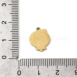 304ステンレススチールエナメルペンダント  イオンプレーティング（ip）  ゴールドカラー  ザクロ  13.5x11x1.5mm  穴：1.5mm&nbsp;STAS-I335-02G-02