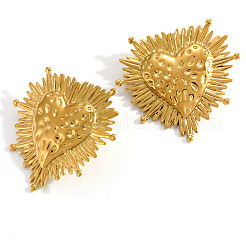 宗教304ステンレススチールスタッドピアス  神聖な心  ゴールドカラー  39.3x41.8mm&nbsp;WG92543-01