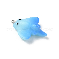 海洋生物の不透明樹脂ペンダント  プラチナ鉄ループ付き  マンタレイ  32x25x10mm  穴：2mm&nbsp;FIND-A058-06E