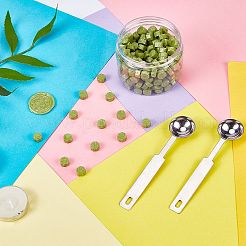 レトロシーリングスタンプ用シーリングワックス粒子キット  ステンレス鋼スプーン  ろうそく  プラスチック製の空の容器  黄緑  307個/セット&nbsp;DIY-CP0003-50P