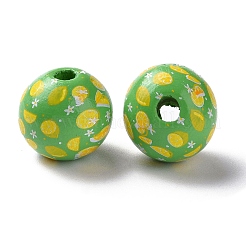 シーマウッドヨーロピアンビーズ  大穴ビーズ  ラウンド  レモン模様  15~16mm  穴：4mm&nbsp;WOOD-G015-03C