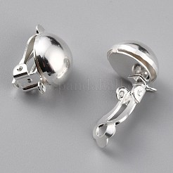 真鍮製クリップ式イヤリングパーツ  カドミウムフリー＆鉛フリー  925銀メッキ  19x12x14mm  穴：1.8mm&nbsp;KK-O131-03S-A