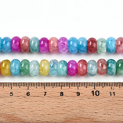 天然石クオーツクリスタルビーズ連売り  染め  ロンデル  10x5.5~6mm  穴：1mm  約68個/連  15.35''（39センチメートル）&nbsp;G-T139-53A