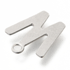 変色しない201ステンレススチールチャーム  アルファベット  文字.w  12x10.1x0.6mm  穴：1.4mm&nbsp;STAS-C021-06P-W