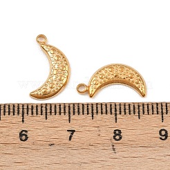 304ステンレスペンダント  水玉模様のチャームが付いた月  ゴールドカラー  15x9.5x2mm  穴：1.5mm&nbsp;LS-STAS-I363-13G