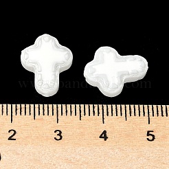 焼き絵の具、ガラス、エナメル、ビーズ  手描きのビーズ  クロス  ホワイト  14.5x11.5x4mm  穴：1mm&nbsp;LS-BLOW-D300-06K