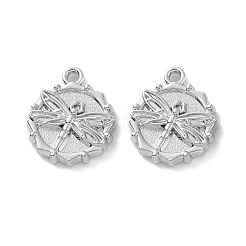 合金ペンダント  トンボチャーム付きの花  プラチナ  17.5x15x3mm  穴：1.6mm&nbsp;LS-FIND-A023-07P