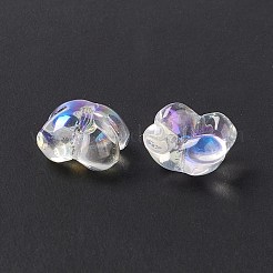 電気めっきガラスビーズ  キンモクセイの花  ホワイト  10x10x5.5mm  穴：1.2mm&nbsp;EGLA-H102-04D