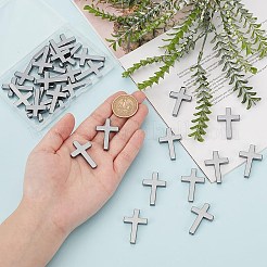 非磁性合成ヘマタイトペンダント30個  クロスチャーム  23x35x4mm&nbsp;G-GA0001-72