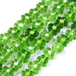 手作りミッレフィオーリガラスビーズ連売り  花  カラフル  6.4~9x3.2mm  穴：1mm  約56個/連  15.75''（40センチメートル）&nbsp;LAMP-J035-8mm