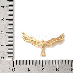 真鍮マイクロパヴェクリアキュービックジルコニアペンダント  ニッケルフリー  ウイング  18KGP本金メッキ  17x31x4mm  穴：1.2mm&nbsp;X-KK-M294-21G