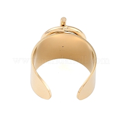 304ステンレススチール製円形・棒型オープンカフリング  女性用ワイドバンドリング  18KGP本金メッキ  18mm  調整可能&nbsp;RJEW-C095-01G