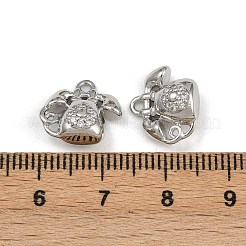 真鍮製マイクロパヴェキュービックジルコニアペンダント  電話チャーム  プラチナ  11.5x13.5x6mm  穴：1.4mm&nbsp;KK-K407-15P