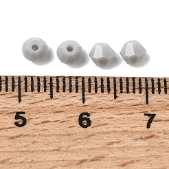 不透明なガラスビーズ  双円錐形  多面カット  グレー  4x3.5mm  穴：0.8mm  約720個/袋&nbsp;GLAA-K072-03B