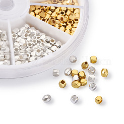 真鍮＆合金スペーサービーズ  多面カット  カラム＆キューブ＆オーバル  ゴールデン＆シルバー  3~3.5x3~3.5mm  穴：1~2mm  360個/箱&nbsp;KK-PJ0001-05