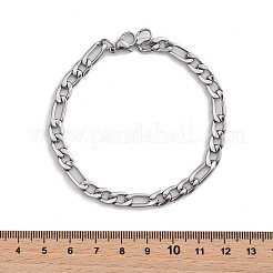 変色しにくいトレンディな女性用 304 ステンレス フィガロ チェーン ブレスレット  カニカン付き  ステンレス鋼色  8-1/4インチ（210mm）  6mm&nbsp;LS-STAS-A028-B017P