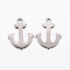 変色しにくい304ステンレススチールペンダント  アンカー  ステンレス鋼色  16x13x1mm  穴：1.5mm&nbsp;LS-STAS-L200-35P