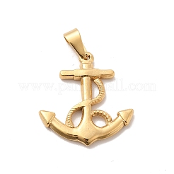 PVD真空メッキ201ステンレススチールペンダント  チャームアンカー  ゴールドカラー  26x20x2.5mm  穴：7x3.5mm&nbsp;STAS-K250-12B
