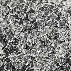 透明な色のガラスシードビーズ  ロンデル  透明  6/0  4x3mm  穴：1.4mm  約5700個/ポンド&nbsp;SEED-P007-02A-11
