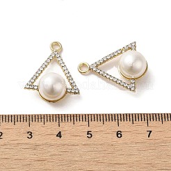 ラインストーン ペンダント付き合金  ABSの模造パールと  三角形のチャーム  ゴールドカラー  24x19x10.5mm  穴：2mm&nbsp;FIND-B032-06G