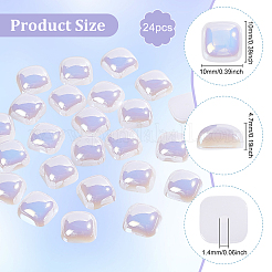 ABSプラスチックビーズ  片穴  正方形  ホワイト  10x10x4.7mm  穴：1.4mm  24個/箱&nbsp;FIND-BC0003-01