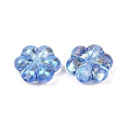 チェコ産プレスガラスビーズ  花  ブルー  16x15.5x5.5mm  穴：1mm  約60個/袋&nbsp;GLAA-I061-16A