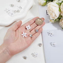 プラスチック製ドレッドヘアビーズ32個  合金パーツ  花  ホワイト  11~18x10~19x8.5~11mm&nbsp;OHAR-ME0001-06