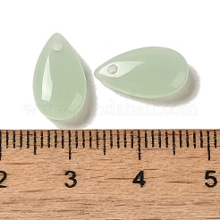 ガラスチャーム  天然石風  ティアドロップチャーム  ダークシーグリーン  14x8x4mm  穴：1.2mm&nbsp;X-GLAA-B017-04C