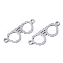 201 ステンレススチールリンクコネクター  レーザーカットリンク  眼鏡  ステンレス鋼色  7.5x22x1mm  穴：1.4mm&nbsp;STAS-R104-019P