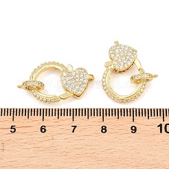 真鍮マイクロパヴェキュービックジルコニアカニカン  ベイルビーズ/チューブベイル付き  18KGP本金メッキ  鉛フリー＆カドミウムフリー  ハート  透明  22x15x5mm&nbsp;KK-A161-02G