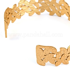 304ステンレススチール中空花オープンカフバングル女性用  ゴールドカラー  5/8インチ（1.55cm）  内径：2-1/2インチ（6.25cm）&nbsp;BJEW-K241-03B-G
