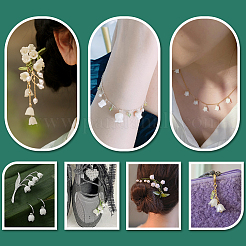 天然貝殻彫刻ビーズ10個  花芽  フローラルホワイト  10.5x7.5mm  穴：1.2mm&nbsp;SHEL-PH0001-64