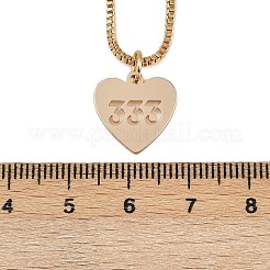 幸運の数字333のペンダントネックレスと合金ペンダントセットが付いた真鍮のハート  ゴールドカラー  16.34インチ（415mm）&nbsp;SJEW-P005-01G