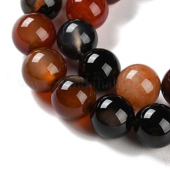 天然石縞瑪瑙/バンデットアゲートビーズ連売り  染め  ラウンド  チョコレート  10mm  穴：1.2mm  約19個/連  7.60''（19.3センチメートル）&nbsp;G-Z060-A01-C13