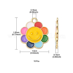合金エナメルチャーム  笑顔の花  ライトゴールド  18.5x16x1.5mm  穴：1.6mm&nbsp;ENAM-YW0002-26LG