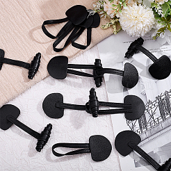 レザートグルバックル  バッグセータージャケットコート用  DIYの縫製アクセサリー工芸品  ホーン  ブラック  52x170x16.5mm&nbsp;FIND-WH0199-469B