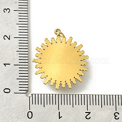 ファセットカットされた天然と合成の混合宝石ペンダント  太陽のチャーム  イオンプレーティング（IP）304ステンレス鋼セッティング  14KGP本金メッキ  22x19.5x5mm&nbsp;FIND-Z028-38
