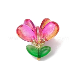 ガラスチャーム  花  真鍮パーツ  ミックスカラー  20.5x22x22mm  穴：2.5x2mm&nbsp;PALLOY-MZ00657